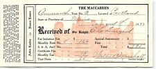 1917 PORTLAND ME KNIGHTS OF THE MACCABEES OF THE WORLD BILLHEAD RECEIPT Z1148 picture