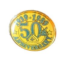 Albertsons 50th Anniversary Pin Black Yellow & Gold Tone 1939-1989 picture
