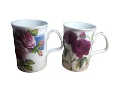 Set of 2 Roy Kirkham Fine Bone China Cups 1 Dawn Roses,1 Redoute’ Roses England picture