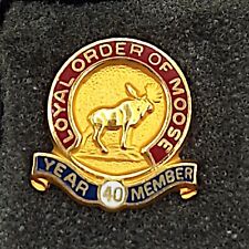 Loyal Order Of Moose Year 40 Member Pin Gold & Enamel Limited Edition picture