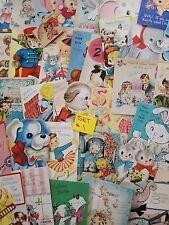 109 Vtg Birthday Greeting Cards Large Lot Scrapbooking boy girls animals 40-50s picture