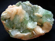 Awesome Green Apophyllite Quabes W/ Stilbite On Matrix Minerals picture
