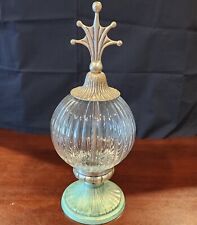 Finial-Art Deco Crystal Sphere with Ornate Brass Stand and Finial picture
