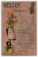 1912 Boy on Telephone Knox The Printer Long Beach CA Advertising Postcard picture