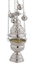 New Nickel Plated Thurible Christian Church Liturgy Censer 4 chains 12 bells picture