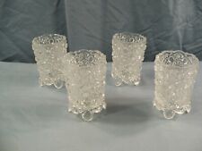 4 Clear Glass Daisy & Button Footed Pegged Peg Votive Candle Toothpick Holders picture