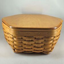 Longaberger Generations Wood Hexagon Large Basket w plastic liner and  Lid 13