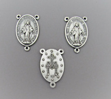 3 pc Large MIRACULOUS OVAL Rosary Center Italy Centerpiece T105 finish SILVER picture
