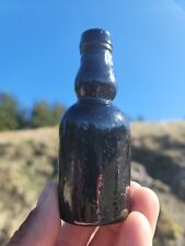1850's Miniature Blackglass Whiskey Bottle☆ Old Sample Size Rum Liquor Bottle picture