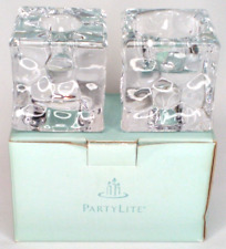 PartyLite Ice Block Votive Tealight Tapered Candle Holder Clear With Box Retired picture