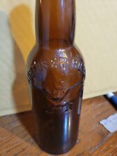 ANHEUSER BUSCH EAGLE BOLD EMB AMBER PRE PROHIBITION 1914  clean BEER BOTTLE picture