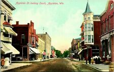 Vintage Postcard c. 1909 Appleton Dirt Street View Looking South Appleton, WI picture