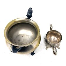2 Pcs Vintage Silver Jug and Bowl on Legs, Decorative Collectible picture
