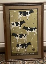 Holstein Kay Dee Printed The Contented Cow Linen Tea Towel Frame USA 1970s-1980s picture