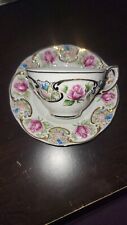 Gorgeous Moga, Hand-Painted & Made In Romania Pink Rose Teacup & Saucer. Rare picture