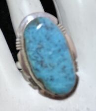Navajo Sterling Lone Mountain Turquoise Ring #764 SIGNED picture