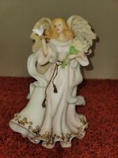 Vintage Angel with Dove Resin Figurine 8.5'' Tall Hand Painted 70s picture