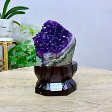 4.85LB High quality Natural Amethyst geode quartz crystal Cluster heal+stand picture