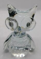 Flambro Clear Glass Owl Figurine Paperweight with Bullicante Bubbles Vintage picture