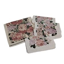 Vintage Croscill Hand Towel Washcloth Set Cream Floral Rose Soft 1990s USA x 4 picture