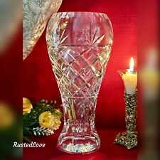 Cut Crystal Vase Heavy Leaded Deep cuts Floral Blown Light Reflective Beautiful* picture