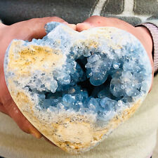 5.86LB Natural blue celestite geode quartz crystal mineral specimen healing picture