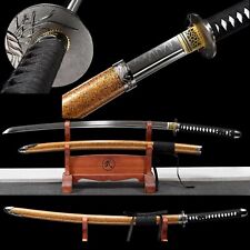 Handmade Japanese Samurai Katana Full Tang T10 Steel Clay Tempered Sharp picture