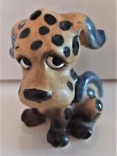 Vintage Ceramic Porcelain Spotted Brown and Blue Dog Figurine picture
