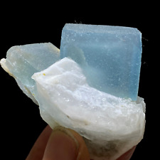 76g Translucent Blue Window Fluorite & Milky Quartz Crystal Mineral Specimen picture