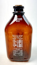 Vintage Brown Glass Meadow Gold Milk Jar with Cork - 10