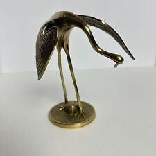 Vintage MCM Brass Crane Egret Heron Bird Sculpture Figure 7” picture