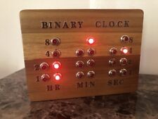 Binary Clock assembled in USA with beautiful teak wood enclosure-Red led's/light picture