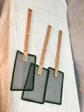 Vtg Wood Handle Wire flyswatter lot of 3 Advertise  Funeral Ambulance Furniture picture