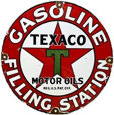 VINTAGE TEXACO MOTOR OIL PORCELAIN SIGN TEXAS GASOLINE GAS STATION PUMP PLATE picture