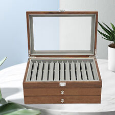 34Slots Walnut Wood Fountain Pen Display Case Holder Pen Display Box Storage Pen picture