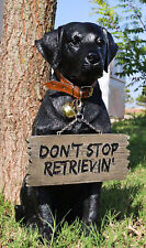 Lifelike Black Labrador Retriever Dog With Welcome Jingle Collar Sign Statue picture