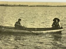 F2 RPPC Photo Postcard 1910-20s Lakeview Ohio Canoe Fishing Lake Boat Rare picture