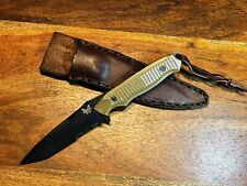 Benchmade 141 Nimravus Tanto Serrated Fixed Black Blade Knife + Leather Sheath picture