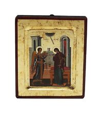 Greek Russian Orthodox Handmade Wooden Icon Annunciation of Theotokos 12.5x10cm picture