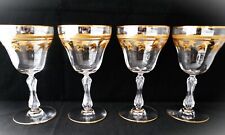 Antique set 4 Saint Louis France Water Wine Goblet Glasses gold gild encrusted B picture