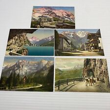 Northern Italy Great Dolmite Road Mountain Village Lake Lot of 5 Postcard Set 42 picture