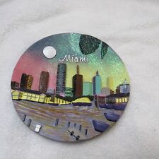 Decorative Miami Night City 3D Building Sea Port Ceramic Plate Glitter Sky line picture