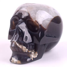 5 in Natural Geode Agate hand Carved crystal skull,Realistic Healing,Home Decor picture