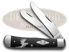 Case xx Trapper Knife Deer Scene Black Delrin 1/500 Stainless Pocket Knives picture