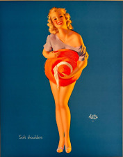 Vintage Earl Moran 1940's Vintage Pin-Up Poster of Smiling Blonde Soft Shoulders picture