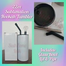 22oz Sublimation Hookah Tumbler Straight Blank w/ Glass Bowl, Lid and Pipe picture