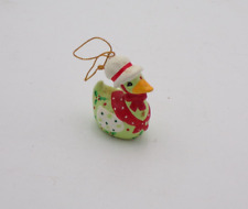 VTG Enesco Duck in Hat Holly berries polka dots Christmas Holiday Ornament 2