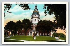 Annapolis, Maryland MD State Capitol, Beautiful Landscape VINTAGE Postcard picture