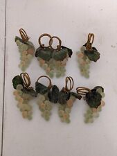 Lucite Grapes MCM VTG  8 Amber Gold Green Sugar Frosted Grapes & Leaves Set picture