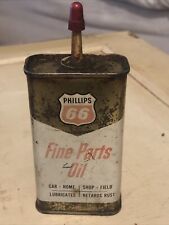 VINTAGE 1960'S METAL PHILLIPS 66 FINE PARTS OIL CAN EMPTY picture
